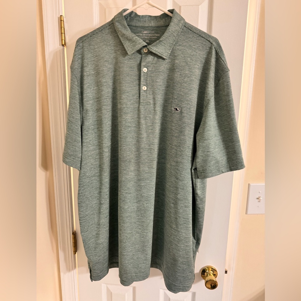 VINEYARD VINES On the Go Sankaty green striped performance polo size XXL